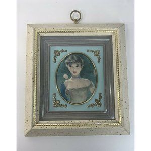Vintage 1940s 1950s Style Lady Framed Print Multicolor
